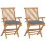 Garden chairs 2 pcs teak wood with gray cushions by vidaXL, Garden chairs - Ref: Foro24-3062503, Price: 180,41 €, Discount: %