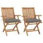 Garden chairs, 2 units, teak wood with gray cushions. by vidaXL, Garden chairs - Ref: Foro24-3062422, Price: 251,41 €, Discou...