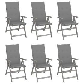 Reclining garden chairs 6 pcs solid acacia wood cushions by vidaXL, Garden chairs - Ref: Foro24-3065318, Price: 417,45 €, Dis...