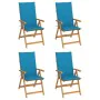 Garden chairs 4 pcs solid teak wood with blue cushions by vidaXL, Garden chairs - Ref: Foro24-3065534, Price: 469,70 €, Disco...