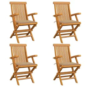 Garden chairs 4 pcs solid teak wood with beige cushions by vidaXL, Garden chairs - Ref: Foro24-3065620, Price: 355,38 €, Disc...