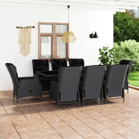 Garten-Essgruppe 9-teilig mit dunkelgrauen synthetischen Rattankissen von vidaXL, Gartensets - Ref: Foro24-3060138, Preis: 1,...