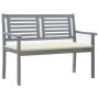 2-seater garden bench in gray eucalyptus wood and 120 cm cushion by vidaXL, garden benches - Ref: Foro24-3061025, Price: 179,...