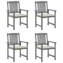 Garden chairs with cushions 4 pcs solid gray acacia wood by vidaXL, Garden chairs - Ref: Foro24-3061246, Price: 265,49 €, Dis...