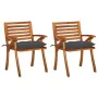 Sillas de comedor jardín con cojines 2 uds madera maciza acacia de vidaXL, Sillas de jardín - Ref: Foro24-3060825, Precio: 19...