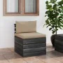 Zentrales Sofa aus Gartenpaletten mit Kissen aus Kiefernholz von vidaXL, Modulare Sofas für den Außenbereich - Ref: Foro24-30...