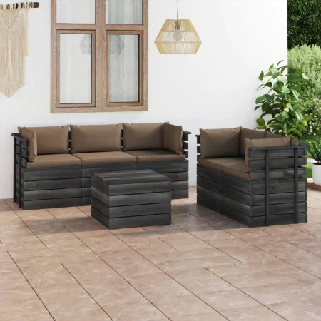 Garden pallet furniture 6 pieces cushions solid pine wood by vidaXL, Garden sets - Ref: Foro24-3061895, Price: 646,41 €, Disc...