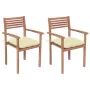 Garden chairs 2 pcs teak wood with cream white cushions by vidaXL, Garden chairs - Ref: Foro24-3062279, Price: 184,44 €, Disc...