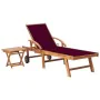 Teak solid wood sun lounger with table and cushion. by vidaXL, Loungers - Ref: Foro24-3063030, Price: 310,30 €, Discount: %