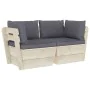 2-seater garden pallet sofa with fir wood cushions by vidaXL, Garden sets - Ref: Foro24-3063384, Price: 167,74 €, Discount: %