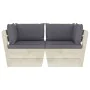 2-seater garden pallet sofa with fir wood cushions by vidaXL, Garden sets - Ref: Foro24-3063384, Price: 167,74 €, Discount: %