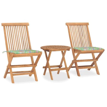 Folding garden dining set 3 pieces teak wood cushions by vidaXL, Garden sets - Ref: Foro24-3063183, Price: 174,12 €, Discount: %