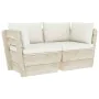 2-seater garden pallet sofa with fir wood cushions by vidaXL, Garden sets - Ref: Foro24-3063386, Price: 211,62 €, Discount: %