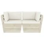 2-seater garden pallet sofa with fir wood cushions by vidaXL, Garden sets - Ref: Foro24-3063386, Price: 211,62 €, Discount: %