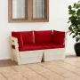 2-seater garden pallet sofa with fir wood cushions by vidaXL, Garden sets - Ref: Foro24-3063390, Price: 176,25 €, Discount: %