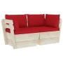 2-seater garden pallet sofa with fir wood cushions by vidaXL, Garden sets - Ref: Foro24-3063390, Price: 176,25 €, Discount: %