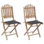 Folding garden chairs 2 units bamboo with cushions by vidaXL, Garden chairs - Ref: Foro24-3063987, Price: 112,64 €, Discount: %