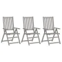 Reclining garden chairs 3 pcs solid acacia wood cushions by vidaXL, Garden chairs - Ref: Foro24-3064746, Price: 236,68 €, Dis...