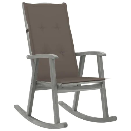 Rocking chair with solid gray acacia wood cushions by vidaXL, Garden chairs - Ref: Foro24-3064217, Price: 218,55 €, Discount: %