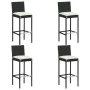 Garden bar set 5 pieces with black synthetic rattan cushions by vidaXL, Garden sets - Ref: Foro24-3064766, Price: 377,35 €, D...