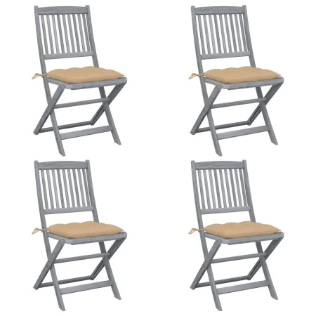 Folding garden chairs 4 pcs cushions solid acacia wood by vidaXL, Garden chairs - Ref: Foro24-3064581, Price: 202,99 €, Disco...