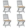 Folding garden chairs 4 pcs cushions solid acacia wood by vidaXL, Garden chairs - Ref: Foro24-3064581, Price: 202,99 €, Disco...