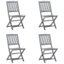 Folding garden chairs 4 pcs cushions solid acacia wood by vidaXL, Garden chairs - Ref: Foro24-3064581, Price: 202,99 €, Disco...