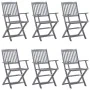 Folding garden chairs 6 pcs solid acacia wood cushions by vidaXL, Garden chairs - Ref: Foro24-3065411, Price: 273,69 €, Disco...