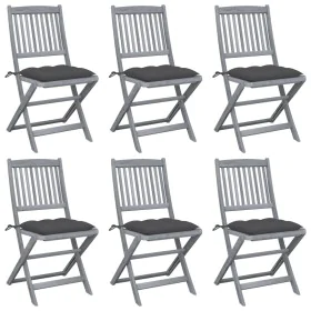 Folding garden chairs 6 pcs solid acacia wood cushions by vidaXL, Garden chairs - Ref: Foro24-3065449, Price: 327,28 €, Disco...