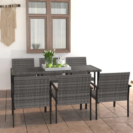 7-piece synthetic rattan gray garden dining set by vidaXL, Garden sets - Ref: Foro24-3065715, Price: 405,66 €, Discount: %