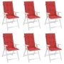 Garden chair cushion high backrest 6 pcs red fabric 120x50x3 cm by vidaXL, Cushions for chairs and sofas - Ref: Foro24-314110...