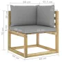 Garden corner sofa with green impregnated wood cushions by vidaXL, Modular outdoor sofas - Ref: Foro24-3064961, Price: 73,56 ...