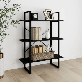 3-tier solid black pine wood shelf 80x30x105 cm by vidaXL, Bookcases and shelves - Ref: Foro24-806536, Price: 53,89 €, Discou...