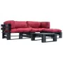 Garden pallet furniture with red cushions, 4 pieces, wood by vidaXL, Garden sets - Ref: Foro24-277427, Price: 302,48 €, Disco...