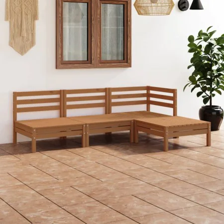 Gartenmöbel-Set 4-teilig aus massivem honigbraunem Kiefernholz von vidaXL, Gartensets - Ref: Foro24-3082630, Preis: 215,32 €,...