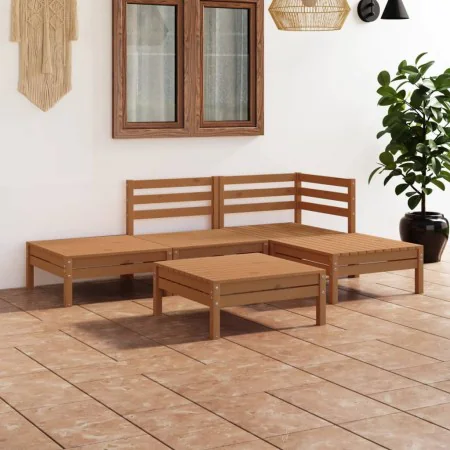 5-piece solid pine wood garden furniture set in honey brown. by vidaXL, Garden sets - Ref: Foro24-3082625, Price: 249,19 €, D...