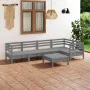 Garden furniture set 6 pieces solid gray pine wood by vidaXL, Garden sets - Ref: Foro24-3082704, Price: 320,26 €, Discount: %