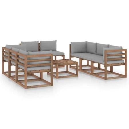 9-piece garden furniture set with gray cushions by vidaXL, Garden sets - Ref: Foro24-3067537, Price: 583,95 €, Discount: %