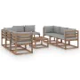 9-piece garden furniture set with gray cushions by vidaXL, Garden sets - Ref: Foro24-3067537, Price: 583,95 €, Discount: %