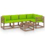 Garden furniture made of 6 pallet pieces with cushions, impregnated wood. by vidaXL, Garden sets - Ref: Foro24-3067463, Price...