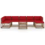 8-piece garden furniture set with red cushions by vidaXL, Garden sets - Ref: Foro24-3067506, Price: 447,51 €, Discount: %