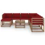 Garden furniture set 9 pieces with red wine red cushions by vidaXL, Garden sets - Ref: Foro24-3067557, Price: 540,64 €, Disco...