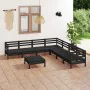 Garden furniture set 8 pieces solid black pine wood by vidaXL, Garden sets - Ref: Foro24-3083103, Price: 373,13 €, Discount: %