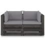 2-seater pallet sofa with gray impregnated pine wood cushions by vidaXL, Garden sets - Ref: Foro24-3068157, Price: 245,63 €, ...