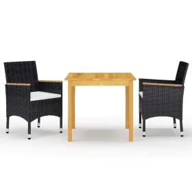 Black 3-Piece Garden Dining Set by vidaXL, Garden sets - Ref: Foro24-3067675, Price: 257,38 €, Discount: %