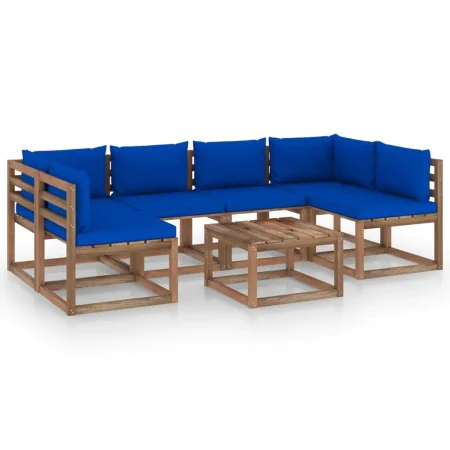 7-piece pallet garden furniture with impregnated wood cushions by vidaXL, Garden sets - Ref: Foro24-3067486, Price: 373,08 €,...