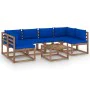 7-piece pallet garden furniture with impregnated wood cushions by vidaXL, Garden sets - Ref: Foro24-3067486, Price: 373,08 €,...