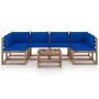 7-piece pallet garden furniture with impregnated wood cushions by vidaXL, Garden sets - Ref: Foro24-3067486, Price: 373,08 €,...