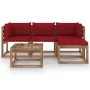 5-piece garden furniture set with red-red cushions by vidaXL, Garden sets - Ref: Foro24-3067365, Price: 258,98 €, Discount: %