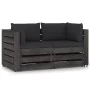 2-seater pallet sofa with gray impregnated pine wood cushions by vidaXL, Garden sets - Ref: Foro24-3068163, Price: 256,65 €, ...